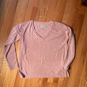 J CREW SWEATER VINTAGE FLEECE PINK V NECK KNIT SIZE MEDIUM